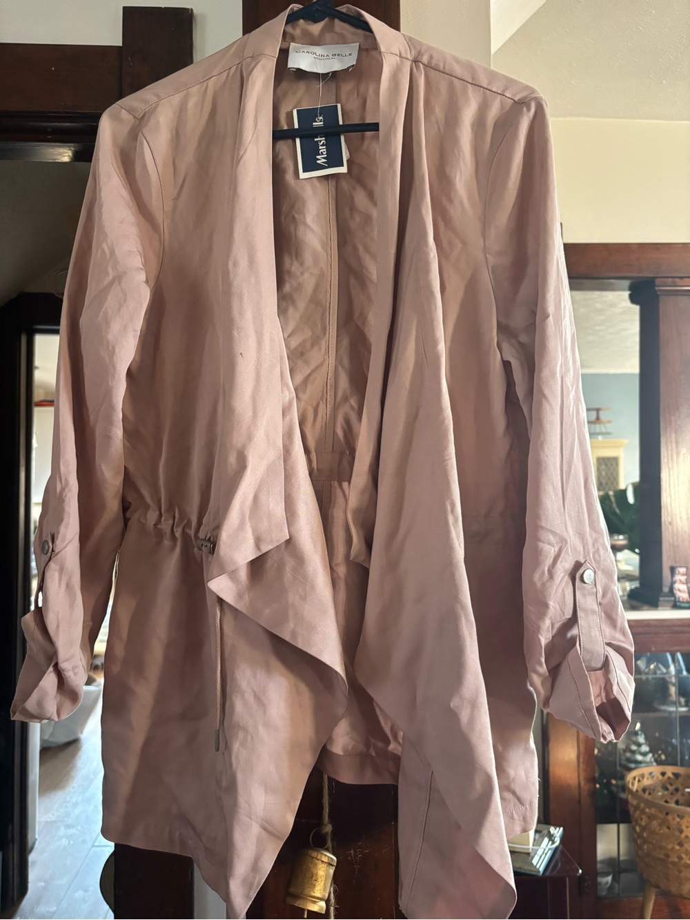 Carolina Belle Blush Pink Draped Open Front Jacket